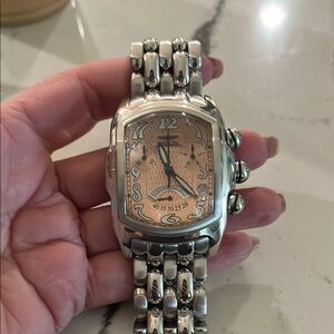 Estate Vintage Silver with Rose Gold Fave Luxury Watch looks new plastic on